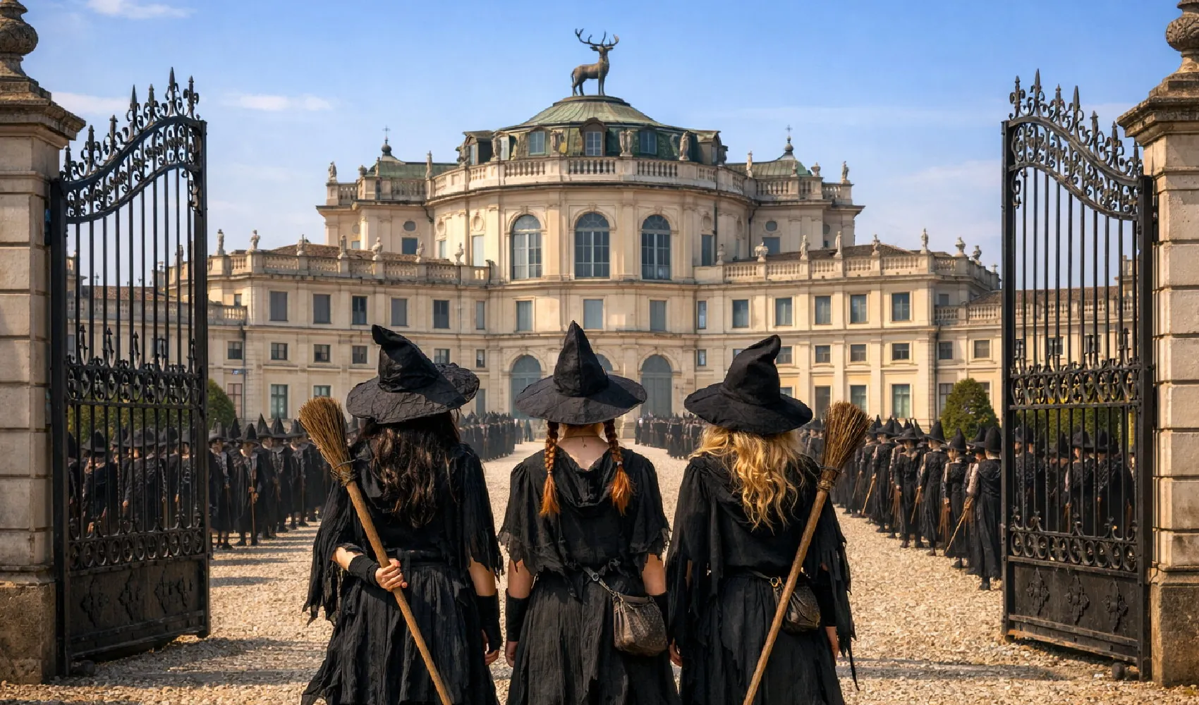 Le tre befane al cancello della Palazzina di Caccia di Stupinigi